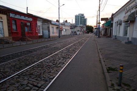 Трамвайные пути в центре Краснодара